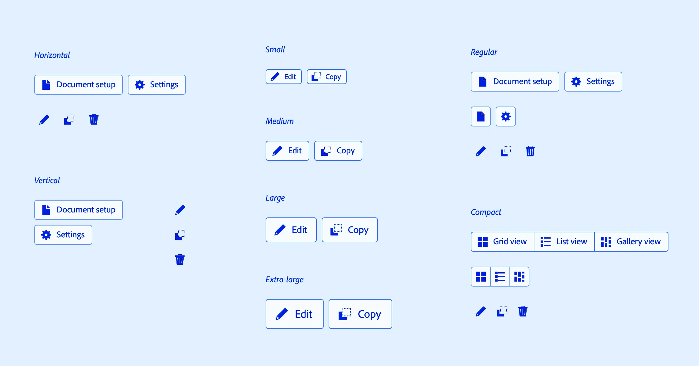 group of action buttons