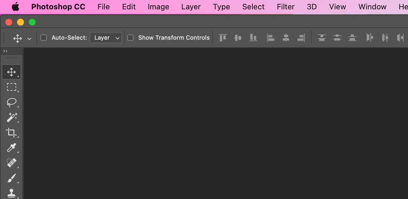 top left menu macos for photoshop
